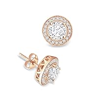 Round Cut Cubic Zirconia (6MM) Beautiful Halo Party Wear Stud Earring For Women's & Girls .925 Sterling Sliver
