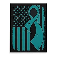Cervical Cancer Awareness Flag Art Paintings Wall Decor Artworks Hang Canvas Pictures for Living Room Bedroom Office Frame Decoration