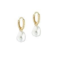 Ted Baker London Periaa Pearly Chain Huggie Earrings for Women (Gold/Pearl)