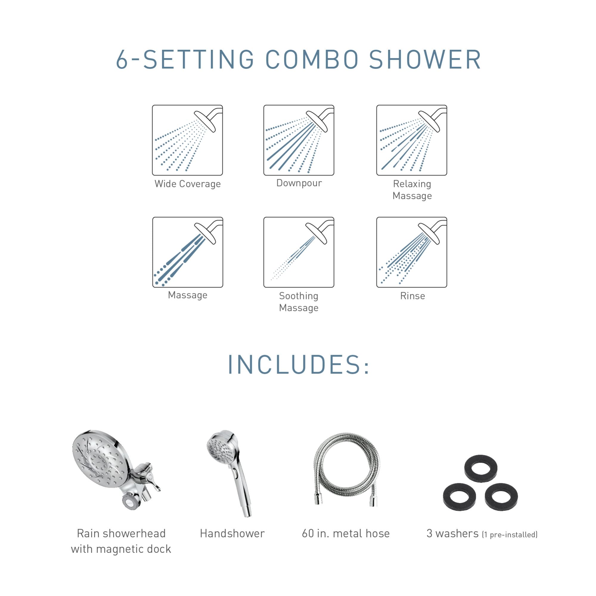 Moen Engage Magnetix Spot Resist Brushed Nickel Multi-Function Handshower and Rainshower Combo Featuring Magnetic Docking System, Shower Head with Handheld Spray, 26009SRN