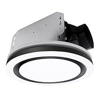 Akicon Exhaust Fan with Bathroom Light, 90 CFM, 1.5 Sones Bathroom Exhaust Fan for ceiling, 15W Dimmable 3CCT LED Light with 5W Night Light Ventilation fan for Bathroom and Home, Round, Black