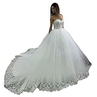 Sweetheart Neckline Lace up Corset Wedding Dresses for Bride Long with Train Bridal Ball Gowns Plus Size