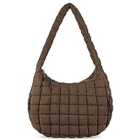 Quilted Puffer Tote Bag for Women Large Quilted Crossbody Bag Lightweight Nylon Puffy Quilted Carryall Hobo Puff Shoulder Bag
