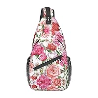 Garden Peony Sling Backpack Multipurpose Crossbody Bag Sling Bag Daypack For Travel Hiking Sports