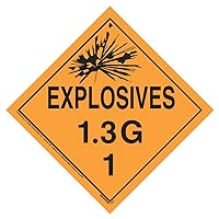 Division 1.3G Explosives Placard, Worded 25-pk. - 10.75