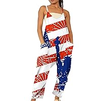 Womens Jumpsuits Dressy Trendy 2024 Women Casual Sleeveless Spaghetti Strap StripedSolid Color Printed