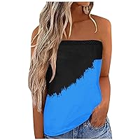 Women Tank Top Strapless Bandeau Tank Top Floral Tanks Casual Backless Tube Tops Ladies Sexy Sleeveless Shirts