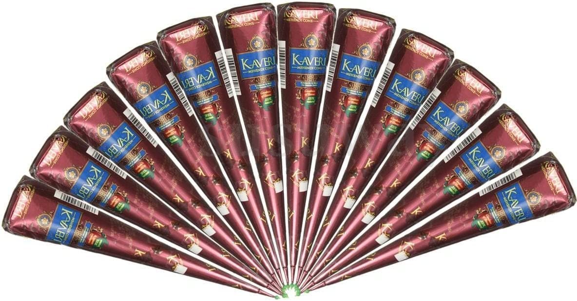 Vishstore 12 Pack 100% Natural Ready To Use Henna Paste Cones for Hair Color Dye