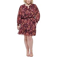 Vince Camuto Womens Plus Floral Print Polyester Fit & Flare Dress