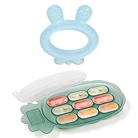 Haakaa Silicone Nibble Freezer Tray&Baby Teether Set-Breastmilk Teething Popsicle Mold-Rabbit Ear Frozen Teething Toy for Babies