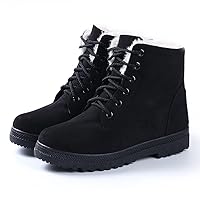 Womens Winter Fur Snow Boots Warm Sneakers Black