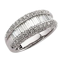 Solid 14k White Gold 1 1/2 Cttw Diamond Ring Band 1.50 Cttw (Width = 22.7mm)