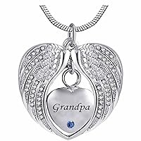 Heart Cremation Urn Necklace for Ashes Urn Jewelry Memorial Pendant with Fill Kit and Gift Box - Always on My Mind Forever in My Heart for Grandpa(September)