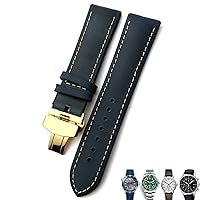 20mm 21mm 22mm Leather Watch Strap Black Brown Watch Bands for Rolex for Omega Seamaster 300 for Hamilton for Seiko for IWC for Tissot Bracelet (Color : 10mm Gold Clasp, Size : 22mm)