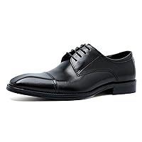Men's Oxfords Derby Shoes Dress Lace-up Cap Toe Genuine Leather Classic Brogue Comfort Formal