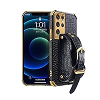 Unique Personality Crocodile Pattern TPU Phone case With Versatile Wristband Bracket For Samsung Galaxy Note 20 10 9 8 Ultra Pro Lite Edge Reinforced Shockproof Back Cover(Black,Note 20 Ultra)