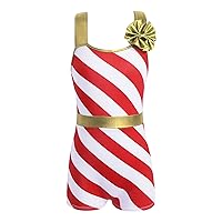 Kids Girls Candy Cane Cosplay Costume for Christmas Sleeveless Ballet Dance Leotard Fancy Party Performance Suit