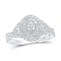 The Diamond Deal 14kt White Gold Oval Diamond Solitaire Halo Bridal Wedding Engagement Ring 1 Cttw