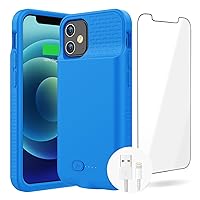 Battery Case for iPhone 12/12Pro, Real 7000mAh Ultra-Slim Battery Charging Case Rechargeable Anti-Fall Protection Extended Charger Cover for iPhone 12Pro/12 Battery Case(6.1 inch) Blue