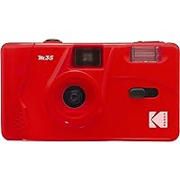 KODAK M35 DA00239-35mm Rechargeable Camera, Fixed Wide Angle Lens, Optical Viewfinder, Built-in Flash, AAA Battery - Red