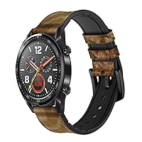 CA0753 Vintage Paper Clock Steampunk Leather & Silicone Smart Watch Band Strap for Wristwatch Smartwatch Smart Watch Size (22mm)
