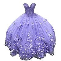 Sweetheart Pearls 3D Floral Flowers A line Sequined Tulle Prom Evening Dresses for Women 2024 Lace
