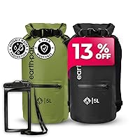 Earth Pak Waterproof Dry Bag with Zippered Pocket - Waterproof Dry Bag Backpack Keeps Gear Dry (5L Green & 5L Black)