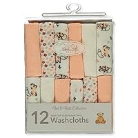 Rene Rofe Baby Girls' 12-Pack Fox Washcloths - Coral/Multi, one Size