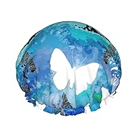 Butterflies Print Soft Shower Cap for Women, Reusable Environmental Protection Hair Bath Caps