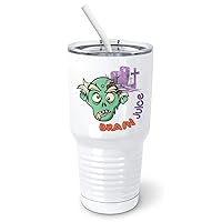 Goofy Zombie Tumbler with Spill-Resistant Slider Lid and Silicone Straw - Halloween Zombies Kids Christmas (30 oz Tumbler, White)