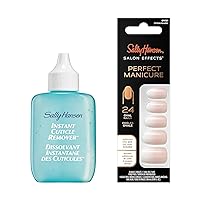 Sally Hansen Instant Cuticle Remover, 1 Fl. Oz., Pack of 1 Salon Effects Perfect Manicure Press on Nails Kit, Ombre-Lievable Bundle