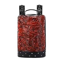 3D Backpack, Fashion 3D Double Hovering Dragon,Cylinder Backack (Red)