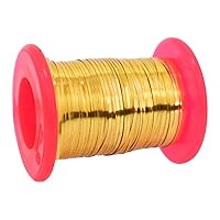 Embroiderymaterial Metallic Strip Mukaish Metal Thread for Craft and Embroidery 1 Roll (Gold, 1MM, 100 Mtrs)