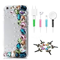 STENES Bling Case Compatible with iPhone XR - Stylish - 3D Handmade [Sparkle Series] Rainbow Rhinestone Design Cover with Cable Protector [4 Pack] - Colorful