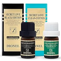 Dionel Secret Love inner perfume fragrance oil for underwear women Long-lasting feminine scent Black Edition 5ml(0.17fl.oz) + Clean Cotton 5ml(0.17fl.oz)