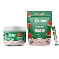 Ultima Replenisher Electrolyte Drink Mix Bundle – Watermelon, 30 Serving Canister & 20 Stickpacks – 6 Electrolytes & Minerals – Keto Friendly, Vegan, Non-GMO & Sugar-Free Electrolyte Powder