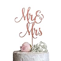 Mr & Mrs Wedding Cake Topper, Elegant Mr and Mrs Cake Topper, Sweet Calligraphy Wedding Cake Topper, Rose Gold Silver Glitter