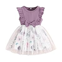 Toddler Baby Girls Tutu Tulle Dress Sleeveless Ruffle Fluffy Cute Sundress for Casual School Party