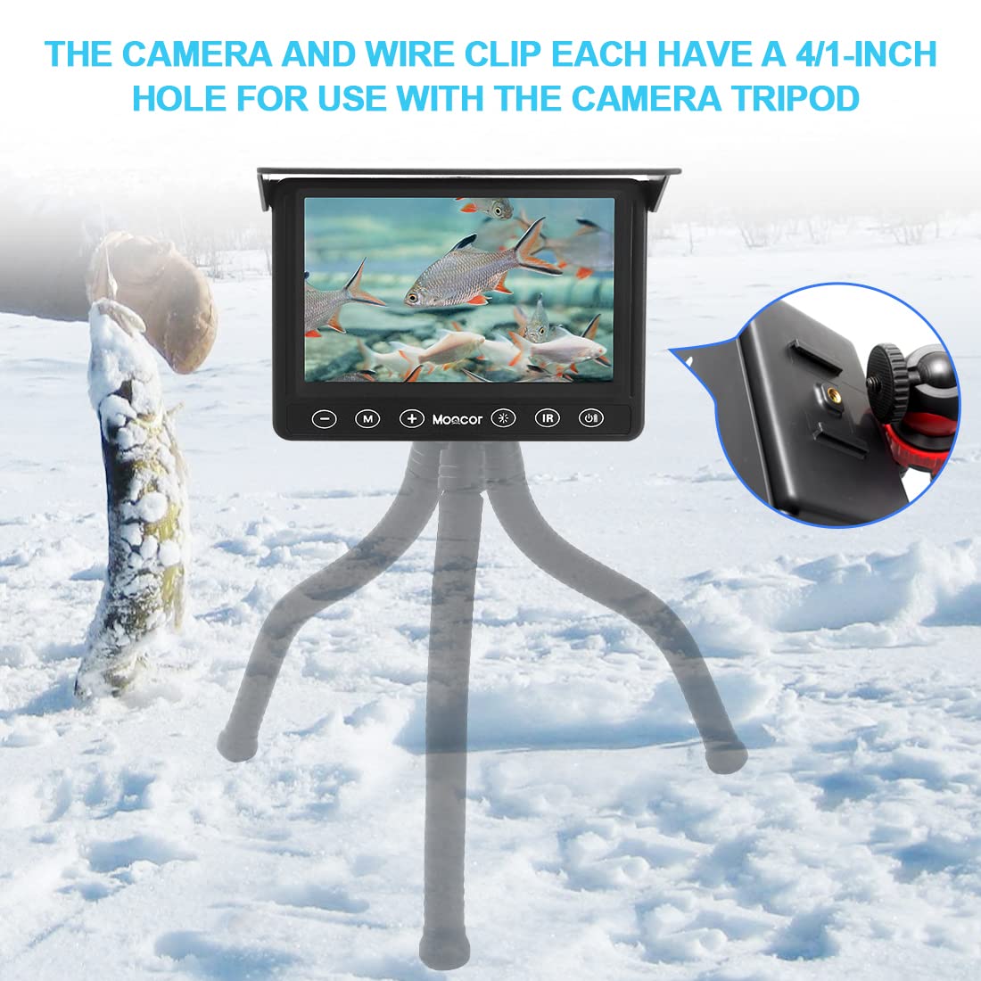 MOOCOR Underwater Fishing Camera, Portable Fish Finder Camera HD 1000 TVL Infrared LED Waterproof Camera with 4.3 Inch LCD Monitor for Ice Lake Sea Boat Kayak Fishing