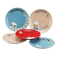 Yamaka Shoten Peanuts SN450-57 Snoopy Dinnerware Set, Plates, 5.1 inches (13 cm), Set of 5, Gift, Microwave Safe, Dishwasher Safe, Made in Japan