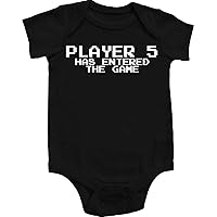 Player 5 Has Entered The Game Funny Baby Bodysuit One Piece Creeper Black/White