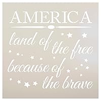 America - Land of The Free Stencil by StudioR12 | Patriotic Word Art - Reusable Mylar Template | Painting, Chalk, Mixed Media | Use for Crafting, DIY Home Decor- STCL1233 Select Size (9 x 9 inch)