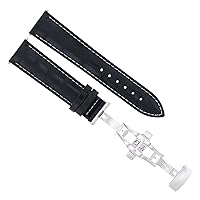 Ewatchparts 20MM LEATHER BAND STRAP COMPATIBLE WITH 42MM BAUME MERCIER CAPELAND 10003 10083 CLASP BLACK