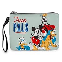 Disney Wallet, Single Pocket Wristlet, Disney Mickey and Friends Fab Four True Pals Group Pose Sage, Vegan Leather