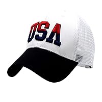 Unisex Washed Cotton Color Block Dad Hats Adjustable American Flag Baseball Caps Breathalbe Mesh Side Outdoor Sport Ball Cap