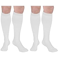 Truform Anti-Embolism Below Knee Closed-Toe Stockings For Men and Women, White, 2XL (Pack of 2)