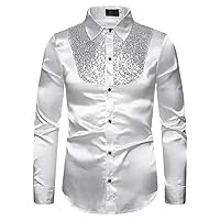 Spring and Autumn Men's Shirts Sequins Comfortable Fashion Casual Long Sleeve Shirts