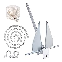 VEVOR Boat Anchor Kit 13 lb / 8.5 lbs Fluke Style Anchor, Hot Dipped Galvanized Steel Fluke Anchor, Marine Anchor with Anchor, Rope, Shackles, Chain for Boat Mooring on The Beach