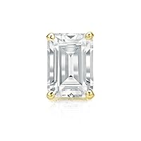 14k Gold 4-Prong Basket Emerald Diamond SINGLE STUD Earring (1/4-1 ct, H-I, I1-I2) Push-Back