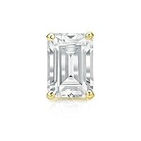 14k Yellow Gold 4-Prong Basket Emerald Diamond Men SINGLE STUD Earring(1/4-1ct,White,SI1-SI2) Screw-Back